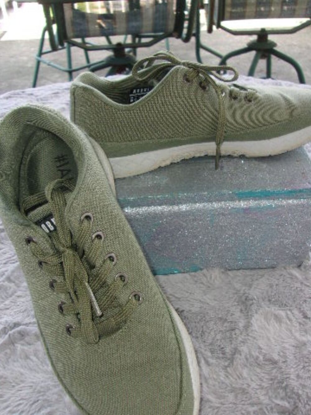 S-208 NOBULL CANVAS TRAINERS IN MOSS GREEN
